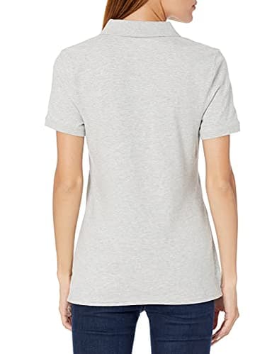 Amazon Essentials Women's Short-Sleeve Polo Shirt (Available in Plus Size), Light Grey Heather, XX-Large - Image 2