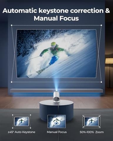 CLOKOWE Mini Projector with WiFi and Bluetooth - Built-in Apps, Smart Portable Projector with 180° Rotation, Auto Keystone, Support 1080P, Compatible with HDMI/USB/TV Stick/Smartphone/Laptop - Image 4