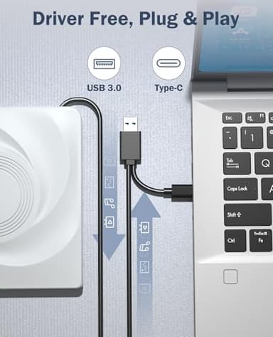 External CD/DVD Drive for Laptop CD Burner External DVD Drive, CD ROM DVD Player Portable CD Reader for Laptop PC, Compatible with Windows Linux Mac OS - Image 4