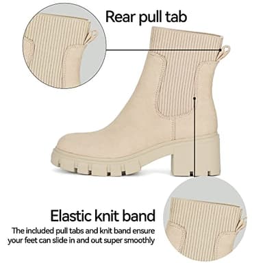 Athlefit Women's Chelsea Boots Fall Platform Ankle Boots Slip on Chunky Lug Sole Boots - Image 4