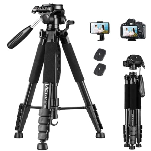 VICTIV 74” Camera Tripod, Tripod for Camera and Phone, Aluminum Professional Tripod Stand for Canon Nikon with Carry Bag and Phone Holder, Compatible with DSLR, iPhone, Spotting Scopes, Max Load 9.5Lb - Image 1