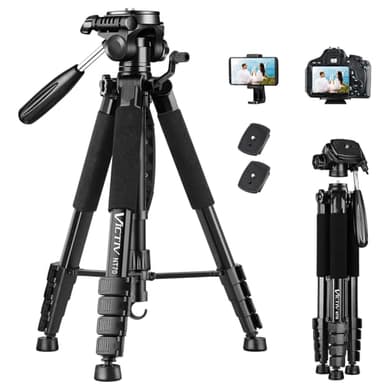 VICTIV 74” Camera Tripod, Tripod for Camera and Phone, Aluminum Professional Tripod Stand for Canon Nikon with Carry Bag and Phone Holder, Compatible with DSLR, iPhone, Spotting Scopes, Max Load 9.5Lb - Image 1