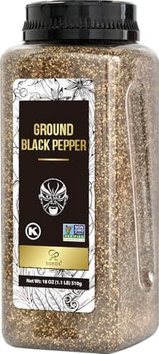 Soeos Table Ground Black Pepper, 18 oz (510g) Non-GMO, Freshly Peppercorn Powder Bulk, Packed to Keep Peppers Fresh, Ready to Use Peppercorns for Refill, Regular - Image 1
