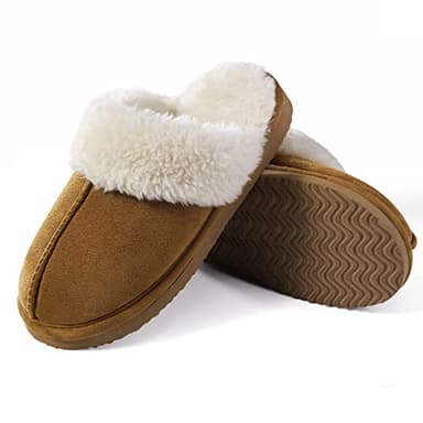 Litfun Women's Fuzzy Memory Foam Slippers Fluffy Winter House Shoes Indoor and Outdoor, Chestnut 7-7.5 - Image 3