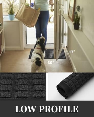 MontVoo-Door Mat Outside Entrance Outdoor Indoor Front Doormat for Entryway-Welcome Mat Durable Rubber Backed Entry Mat Non Slip Dirt Trapper Absorbent-Black 17’’x30’’ - Image 5