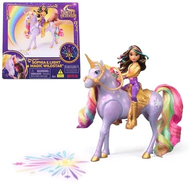 Unicorn Academy, Sophia & Light Magic Wildstar with Rainbow Light-up Effects, 2 Riding Accessories, Dolls & Unicorn Toys for Girls Ages 4 and up - Image 1