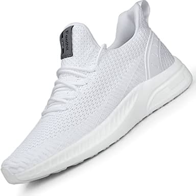 Feethit Mens Slip On Walking Shoes Blade Tennis Shoes Non Slip Running Shoes Lightweight Workout Shoes Breathable Mesh Fashion Sneakers All White Size 10 - Image 1