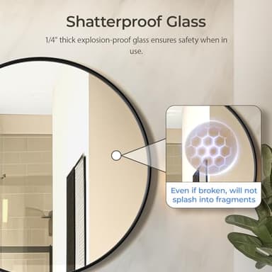 USHOWER Bathroom Mirrors for Over Sink, 30 Inch Circle Mirror with Metal Frame, Black Wall Mirror for Vanity, Entryway, Living Room, Hallway and Bedroom Decor - Image 5