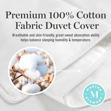 Martha Stewart Luxurious Goose Feathers Down Fiber Comforter Twin Size 100% Cotton Duvet Insert, Hotel Quality Hypoallergenic Comforter, 43 oz All Seasons Medium Warmth 68 x 90 Inch White - Image 4