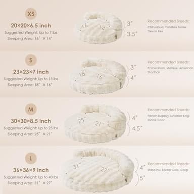 EHEYCIGA Small Dog Bed and Cat Couch for Puppy and Kitten - Fluffy Faux Rabbit Fur Pet Sofa with Washable Removable Cover, Waterproof and Non-Slip, 23 Inch Cream - Image 2