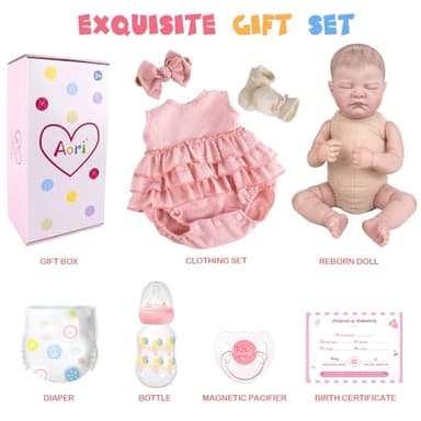 Aori Reborn Baby Dolls Realistic - Lifelike 20 Inches Newborn Baby Doll Girls with Poseable Limbs and Feeding Kit Included, Nice Gift for Kids 3+ - Image 8