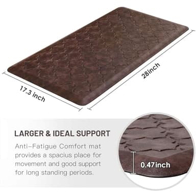 WISELIFE Kitchen Mat Cushioned Anti Fatigue Floor Mat,17.3"x28", Thick Non Slip Waterproof Kitchen Rugs and Mats,Heavy Duty Foam Standing Mat for Kitchen,Floor,Home,Desk,Sink, Brown - Image 2