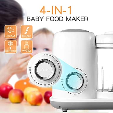 AMZBABYCHEF Baby Food Maker, 4 in 1 Baby Food Processor and Steamer, Puree Blender, Multifunctional Baby Puree Maker, Dishwasher Safe (White) - Image 2