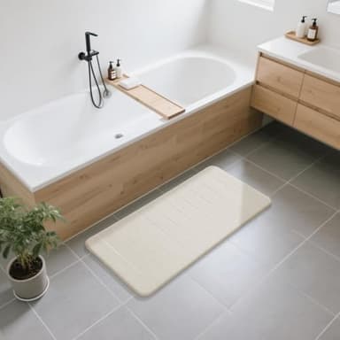 Yimobra Long Bath Mat 44"x24", Super Soft Quick Dry Memory Foam Bathroom Rug, Water Absorbent, Non Slip Backing Machine Washable for Tub Shower, Thick Comfort Support, Cream - Image 8