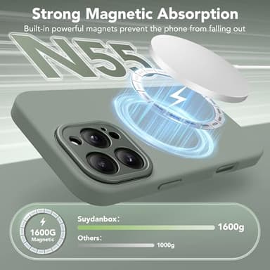SuydanBox Magnetic for iPhone 16 Pro Case with Stand, Compatible with MagSafe, Silicone Upgraded [Camera Control Button] Shockproof Protective Phone Case for iPhone 16 Pro 6.3",Calke Green - Image 4