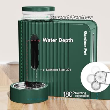 Gardner Pet Automatic Gravity Pet Feeder, 0.8 Gallons*2 Dog Feeder and Water Dispenser Set 100% BPA-Free, 2-in-1 Gravity Feeder with Stainless Steel Bowl for Dogs, Cats, Rabbits, Puppies (Green) - Image 5