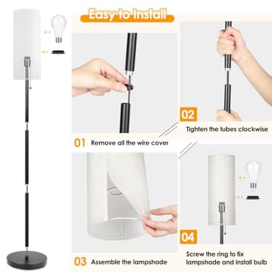 Coucrek Floor Lamp for Living Room, 3 Color Temperature Modern Standing Lamps, Minimalist Floor Lights for Bedroom, Office, Reading, White - Image 7