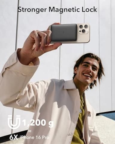 ESR for MagSafe Power Bank, Ultra-Compact 10,000mAh MagSafe Portable Charger, Qi2 Certified 15W Ultra-Fast Battery Pack, 27W USB-C MagSlim Charger with Cable for iPhone 17/16/15/14/13/12, Black - Image 5