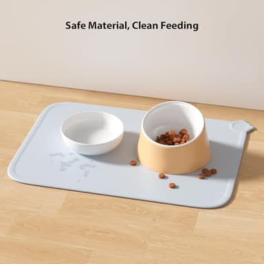 IMIPAW Cat Food Mat, Soft Rubber Pet Food Mat for Feeder and Fountain, Non-Slip Bowl Mat for Cat and Dog, Locking Edge Spill Resistant Feeding Mat - Image 3