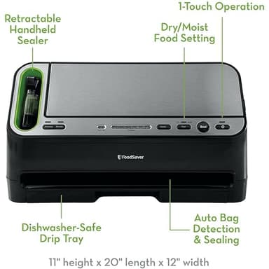 FoodSaver V4400 2-in-1 Vacuum Sealer Machine with Automatic Vacuum Sealer Bag Detection and Starter Kit - Image 4