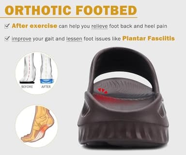 KuaiLu Womens Recovery Sandals Comfortable Plantar Fasciitis Arch Support Ladies Orthopedic Slip On Running Sport Walking Slides Thick Athletic Cushion Slippers Summer Outdoor Sliders Brown Size 9 - Image 4