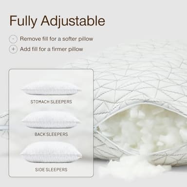 Coop Home Goods Original Adjustable Pillow, King Size Bed Pillows for Sleeping, Cross Cut Memory Foam Pillows - Medium Firm Back, Stomach and Side Sleeper Pillow, CertiPUR-US/GREENGUARD Gold - Image 2