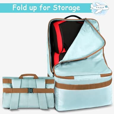 YOREPEK Padded Car Seat Travel Bag for Air Travel, Carseat Cover Backpack with Shoulder Straps, Large Carseat Gate Check Bag, Baby Travel Essential(Light Cyan) - Image 6