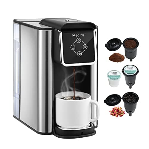 Mecity Coffee Maker 3 in 1 Single Serve Coffee Machine, Compatible with K cup Capsules, Instant Coffee Pot, Tea maker, 6,8,10 Oz Cup, Removable 50 Oz Water Reservoir, 120V 1150W - Image 1