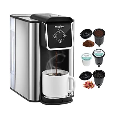 Mecity Coffee Maker 3 in 1 Single Serve Coffee Machine, Compatible with K cup Capsules, Instant Coffee Pot, Tea maker, 6,8,10 Oz Cup, Removable 50 Oz Water Reservoir, 120V 1150W - Image 1