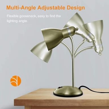 LEPOWER Metal Desk Lamp, Adjustable Goose Neck Table Lamp, Eye-Caring Study Desk Lamps for Bedroom, Study Room and Office (Bronze - Image 4
