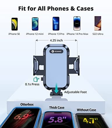 VICSEED Military-Grade Sturdy Car Phone Holder Mount, Upgraded Anti Shake Metal CD Slot & Air Vent Thick Case Friendly Phone Mount for Car Fit for iPhone 16 15 14 Samsung All Phones - Image 8