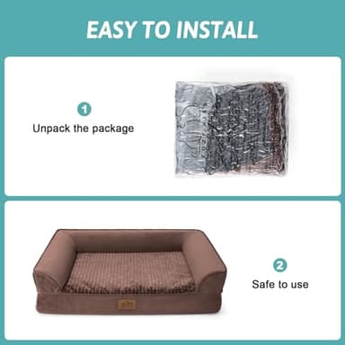 COZY KISS Orthopedic Dog Beds for Medium Size Dog, Pet Couch for Dog Cat, Supportive Foam Bolster Sofa with Waterproof Lining Cover, Anti-Slip, Comfort, Washable, 30x20x7.5 in, U Shape, Brown - Image 9