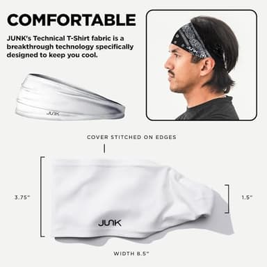 JUNK Brands Big Bang Lite Headband - Moisture-Wicking, Performance Fabric, Non-Slip, Sports Sweatband for Men & Women - One Size - Black Ops - Image 7