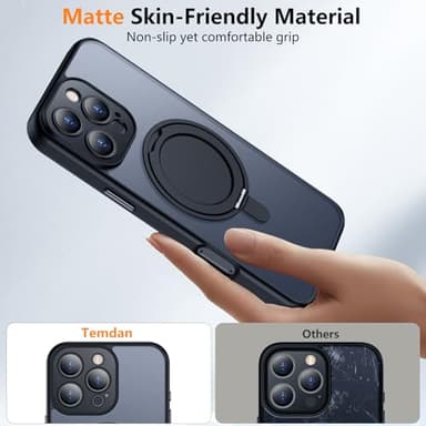 Temdan Magnetic for iPhone 16 Pro Max Case,[with 360°Rotatable Invisible Magnetic O-Ring Stand][Military Grade Shockproof][Compatible with MagSafe] Slim Translucent Matte Phone Case 6.9" - Image 5