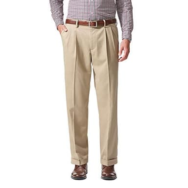 Dockers Men's Relaxed Fit Comfort Pants-Pleated, British Khaki, 40W x 32L - Image 1