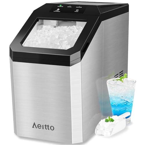 Aeitto Nugget Ice Maker Countertop, 55lbs/Day, Large Capacity Chewable Ice Maker, Rapid Ice Release in 5 Mins, Self-Cleaning with Stainless Steel Housing Ice Machine for Home Office and Party, Silver - Image 1