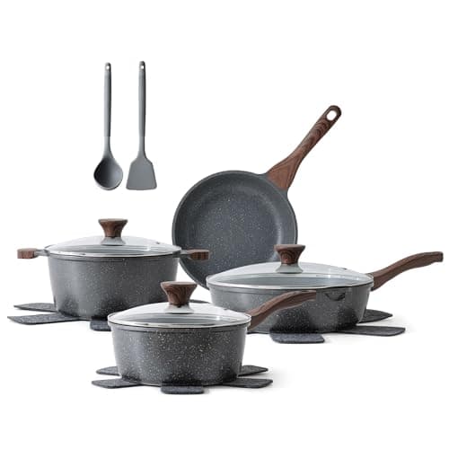 SENSARTE Nonstick Cookware Set 13-Piece, Non Stick Pots and Pans Set with Swiss Granite Coating, Healthy Kitchen Cooking Set, Stay-Cool Handles, PFOA Free - Image 1