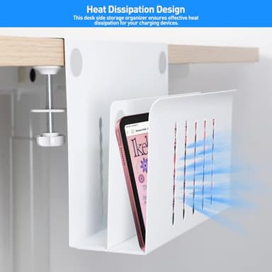 MAXECHO Desk Side Storage, Under Desk Laptop Mount, Table Side Hanging File Organizer, No Drill Clamp On Cable Management Tray, Laptop Holder with Magnetic Pen Holder for Office and Home, Load 22 Lbs - Image 6