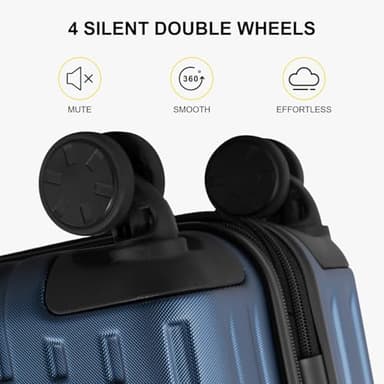 LEVEL8 Grace Carry on Luggage 22x14x9 Airline Approved, 20 Inch Hard Shell Suitcases with Spinner Wheels, Abs+Pc Hard Case Luggages with Tsa Lock for Airplane, Blue - Image 4