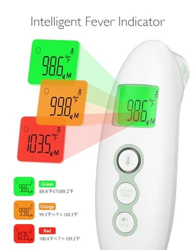 Momcozy Non-Contact Forehead and Ear Thermometer, Digital Infrared Thermometer for Adults and Children, with Child Mode, Fever Alarm Function, Mute and Memory Functions, Fast and Accurate Measurement - Image 4