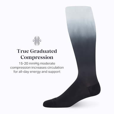 Comrad 3-Pack Nylon Knee High Socks - 15-20mmHg Graduated Compression Socks, (Black Ombre, Wide Calf Large) - Soft & Breathable Support Socks for Men, Pregnant Women, Nurses, Home, Work & Travel - Image 3