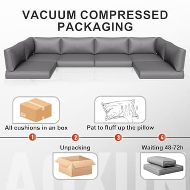 Aoxun Outdoor Replacement Cushions for Patio Furniture, Deep Seat Outdoor Cushions for 6-Seat Wicker Sectional, 14-Piece Water-Repellent Cushion for L-Shape Couch - Image 8