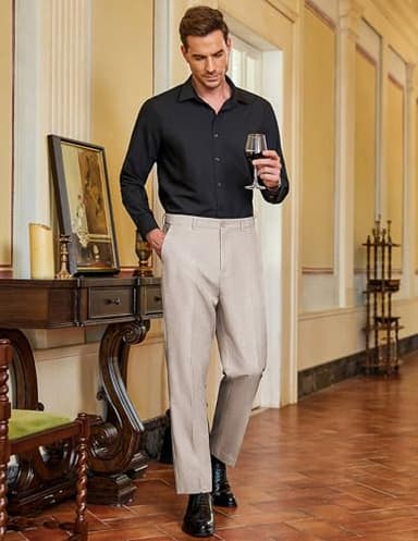 COOFANDY Men Casual Dress Pants Wrinkle Free Slacks Business Meeting Wedding Khaki 36W30L - Image 3
