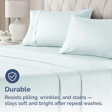 Queen Pillow Cases Set of 2 - Ultra Soft Hotel Quality Pillowcase Covers - Comfy, Cozy & Wrinkle Free - Shrinkage, Stain & Fade Resistant - Machine Washable Pillow Protectors - 2 Piece Set - Ice Blue - Image 4