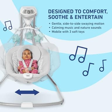 Graco Simple Sway Baby Swing, Side‑to‑Side Sway, Infant Swing with 6 Speeds, Vibration, Abbington - Image 7