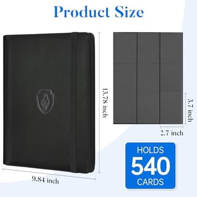 Premium 9 Pocket PU Card Binder, Sturdy Album for 540 Cards & Trading Games, Sleek Folders for YuGiOh, MTG, TCG, Sports, Royal Blue - Image 7