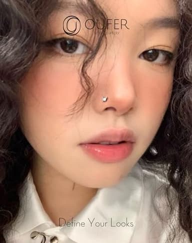 OUFER Butterfly Nose Studs, 925 Sterling Silver Nose Rings, L-Shaped Nose Piercing Jewelry, Cute Nostril Piercing, 20G Nose Rings For Women-7MM - Image 8