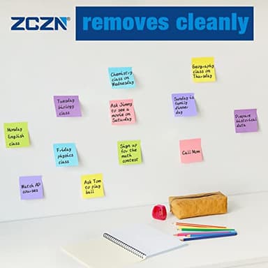 ZCZN 400 Sheets Pop-up Sticky Notes, 3 x 3 Inches, 4 Pads Bright Color Self-Stick Notes, 100 Sheets/Pad, Pink - Image 4