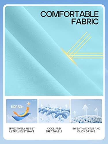 IUGA Rash Guard for Women UPF 50+ SPF UV Protection Long Sleeve Workout Tops with Pockets Dry Fit Hiking Swim Shirt Light Blue - Image 4