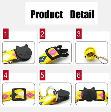 Breakaway Cat Collar with Bell, Soft Nylon Kitten Collar for Kitty Puppy Small Dog Necklace Pet Collar Adjustable Length 7 1/2-12 1/2 in (2 Pack) (Yellow) - Image 5